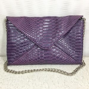 Jessica McClintock Purple Snakeskin Envelope Purse
